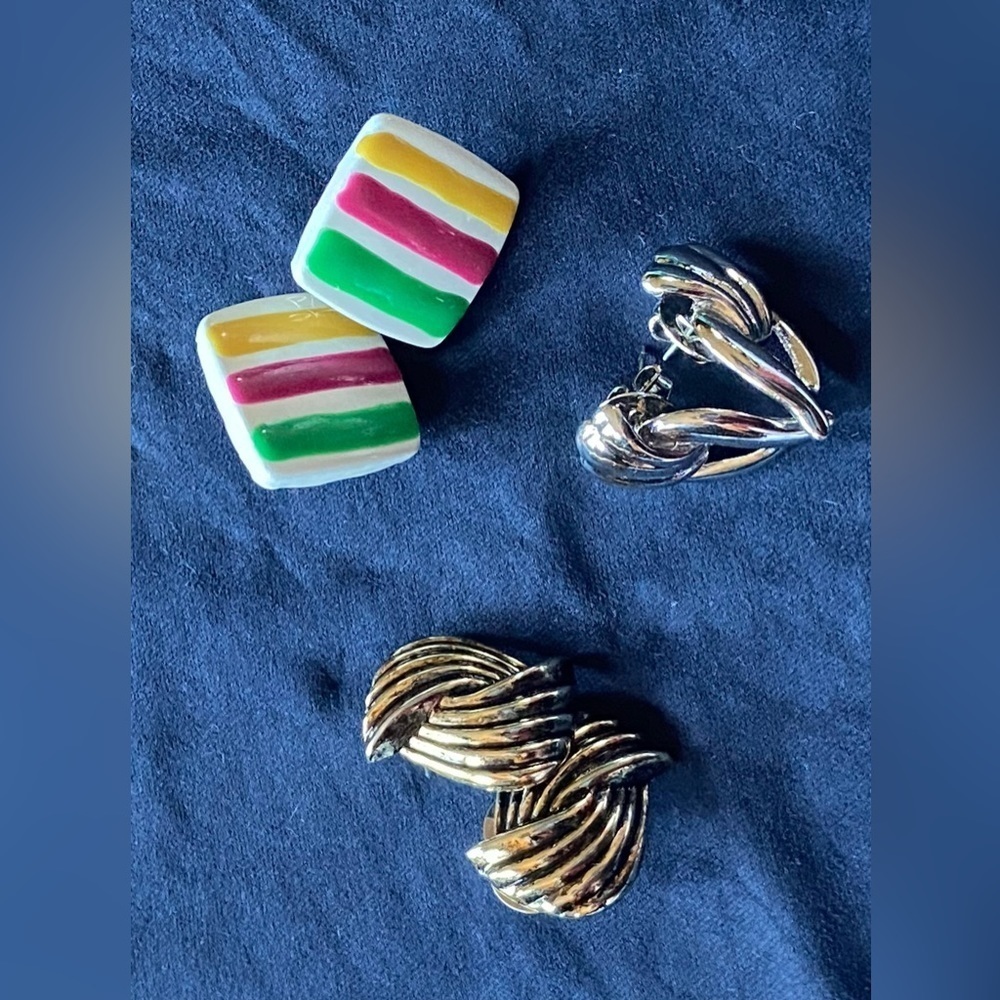 3 Used Pairs of Vintage Pierced Post Style Earrings-All in Good Used Condition